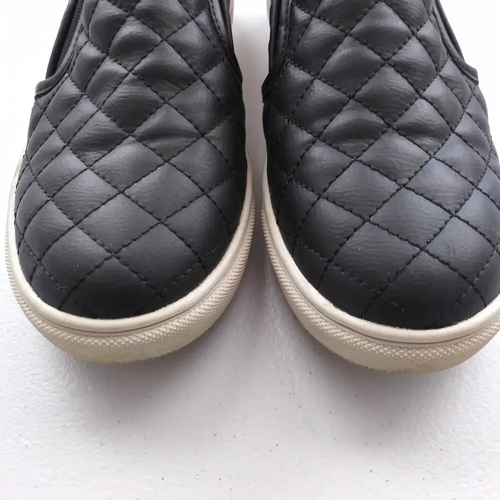 Steve Madden Black ECENTRCQ Quilted Slip On Sneakers Size 7.5